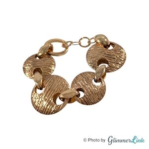 Gold Plated Sterling Silver Textured Puffy Circles Modernist Statement Bracelet